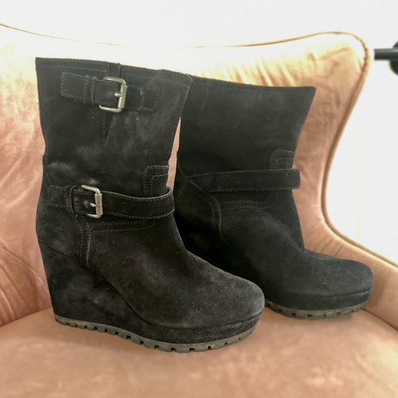 Prada Suede Linea Rossa Ankle Booties - Size 6 (36 1/2) - Picture 4 of 5